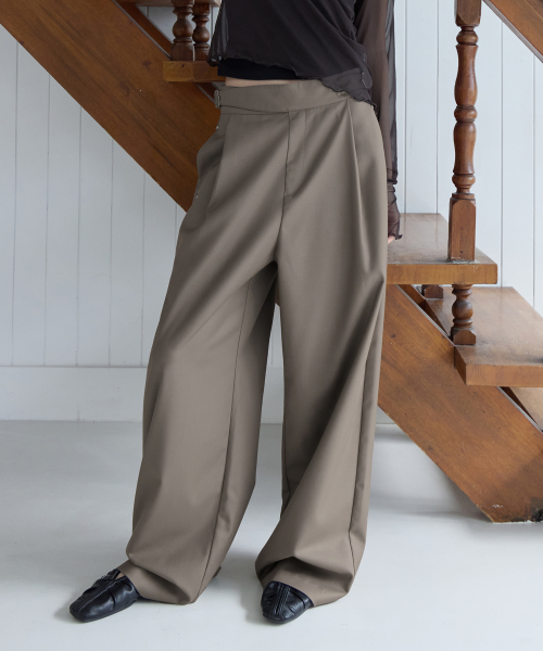 [SET-UP] Urban Semi-Wide Wrap Belt Slacks, TAUPE