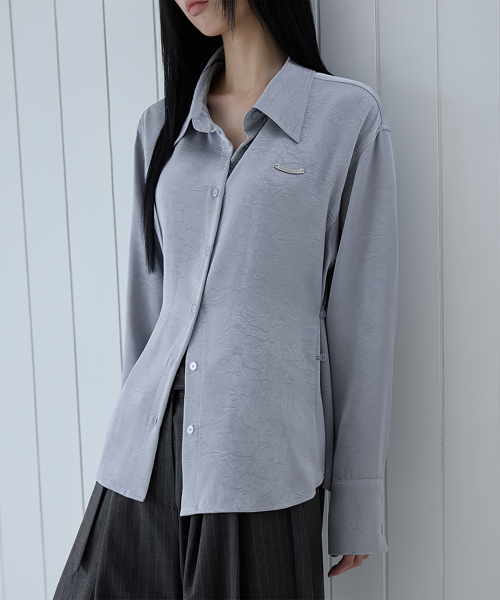 Satin Button Waist Blouse, IVORY