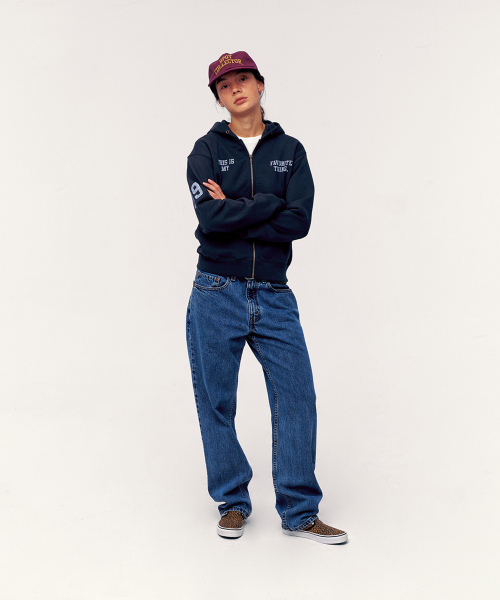 T.I.F Hooded Zip-Up Navy