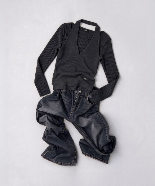 Vneck Layered Pullover RMKAG4TR12