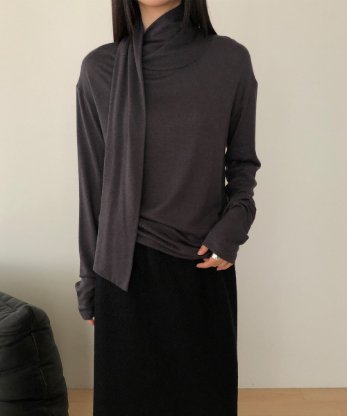 Tie Blouse T shirt (Charcoal)