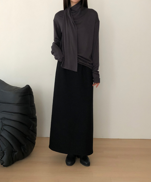 Tie Blouse T shirt (Charcoal)