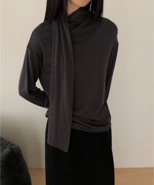 Tie Blouse T shirt (Charcoal)