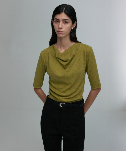 COWL-NECK HALF-SLEEVE TOP AVOCADO