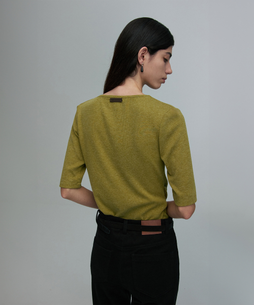 COWL-NECK HALF-SLEEVE TOP AVOCADO