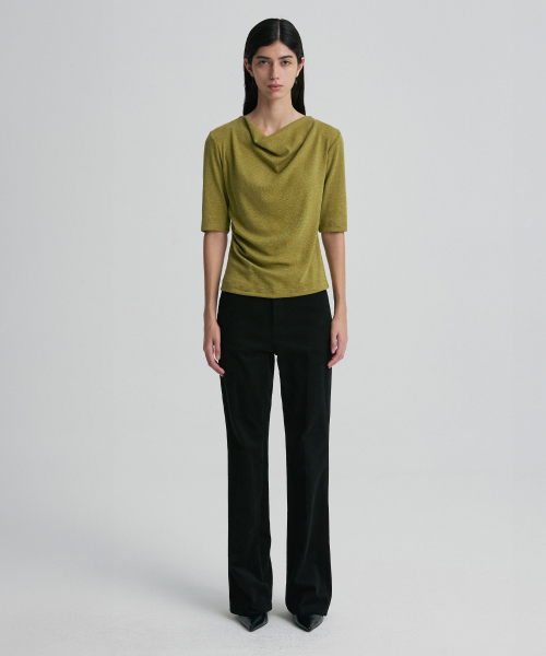 COWL-NECK HALF-SLEEVE TOP AVOCADO