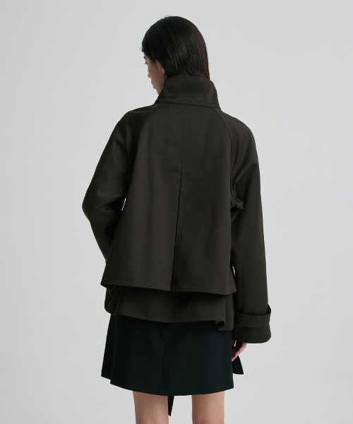 HIGH-NECK BELTED COTTON TRENCH COAT