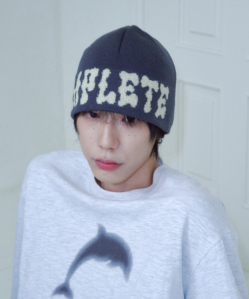 PomPom Logo Jacquard Beanie (Dark Gray)