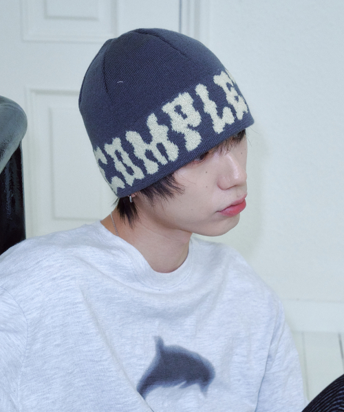 PomPom Logo Jacquard Beanie (Dark Gray)