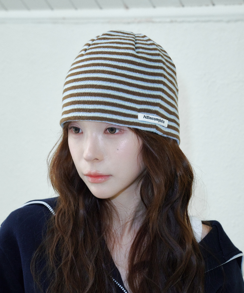 211 Stripe Beanie (Brown)