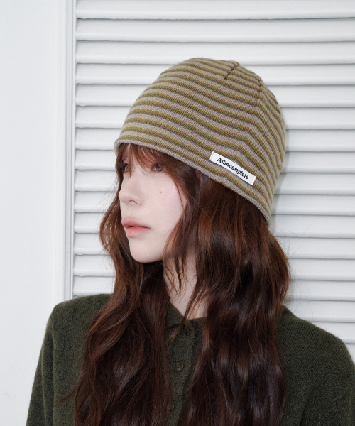 211 Stripe Beanie (Beige)