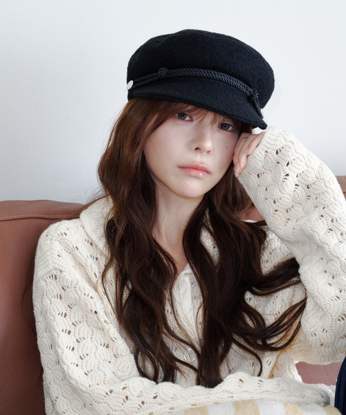 Wool Knotted Rope Marin Cap (Black)