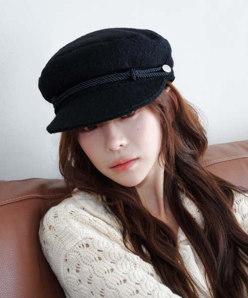 Wool Knotted Rope Marin Cap (Black)