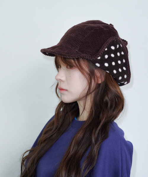 Polka Dot Fleece Trooper Hat (Brown)