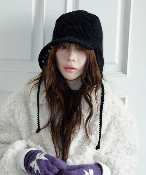 Polka Dot Fleece Trooper Hat (Black)