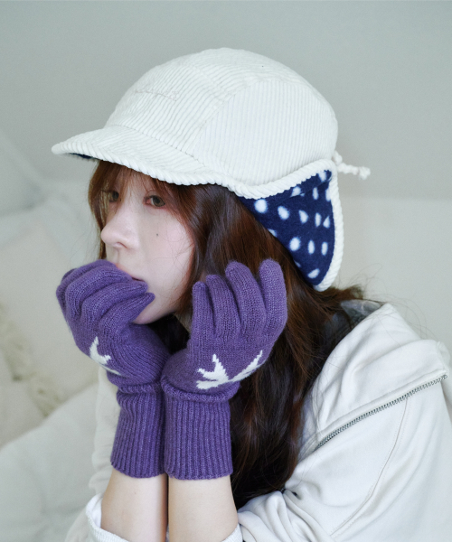 Polka Dot Fleece Trooper Hat (Ivory)