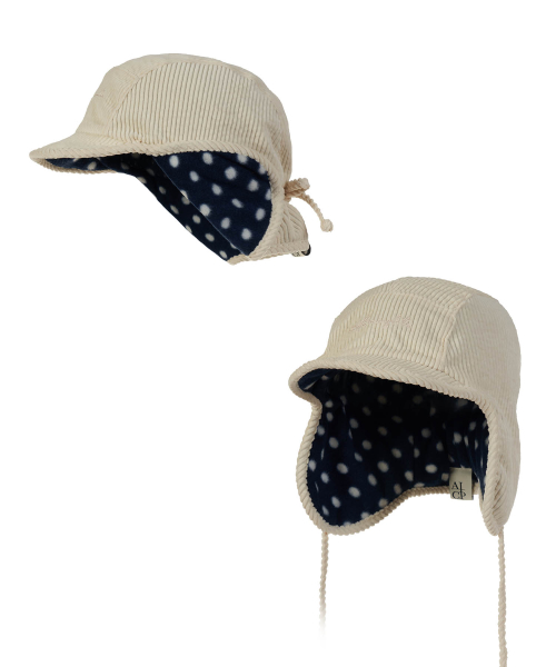 Polka Dot Fleece Trooper Hat (Ivory)