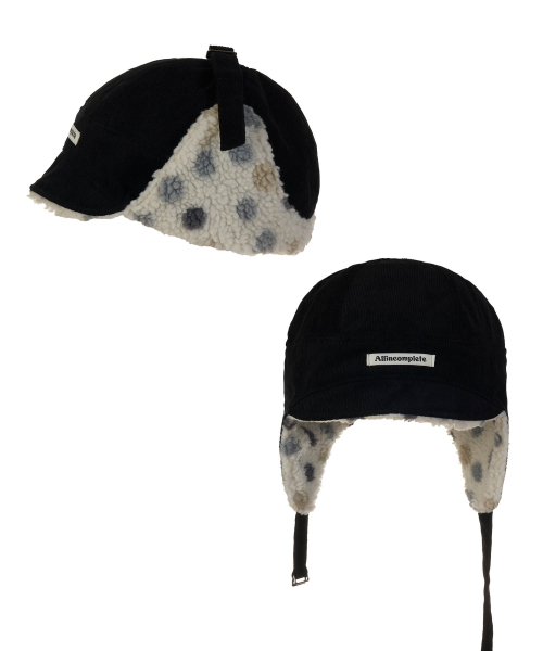 Corduroy Dot Dumble Flight Hat (Black)