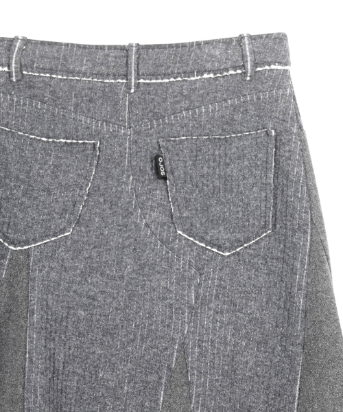 Raw-Cut Knit Midi Skirt / Grey