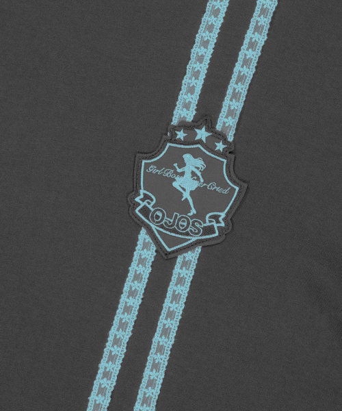 Lace Track Patch Long Sleeve / Charcoal