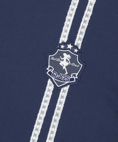 Lace Track Patch Long Sleeve / Navy