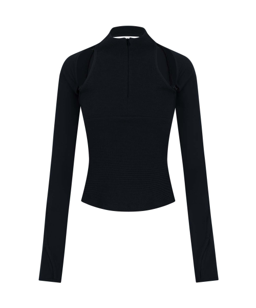 Detachable Bolero Half Zip-up / Black