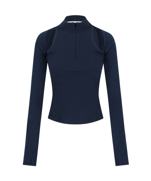 Detachable Bolero Half Zip-up / Navy