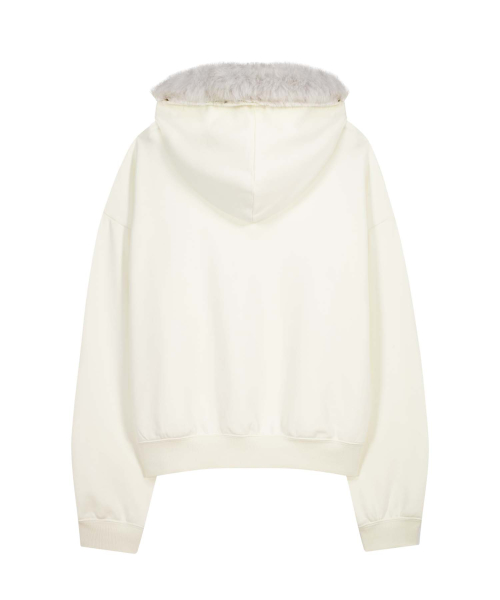 Hotfix Fur Hoodie Zip-up / Ivory