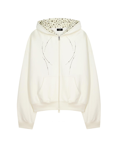 Hotfix Fur Hoodie Zip-up / Ivory