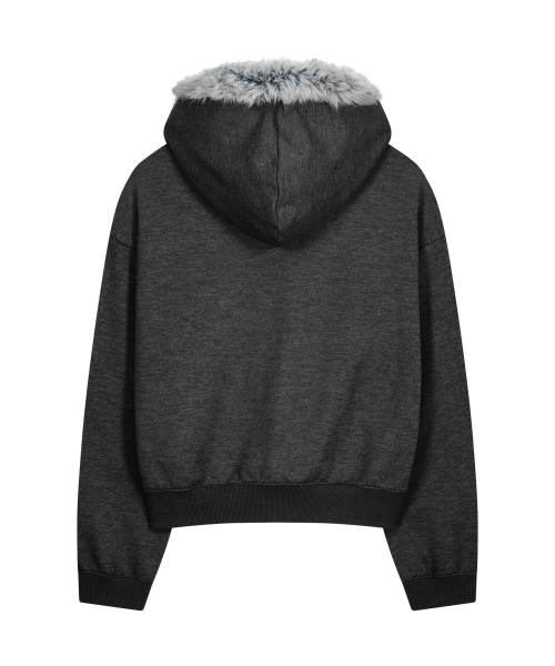 Hotfix Fur Hoodie Zip-up / Charcoal