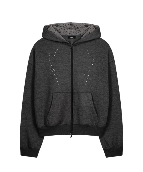 Hotfix Fur Hoodie Zip-up / Charcoal