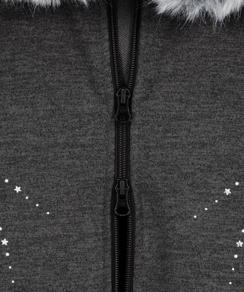 Hotfix Fur Hoodie Zip-up / Charcoal