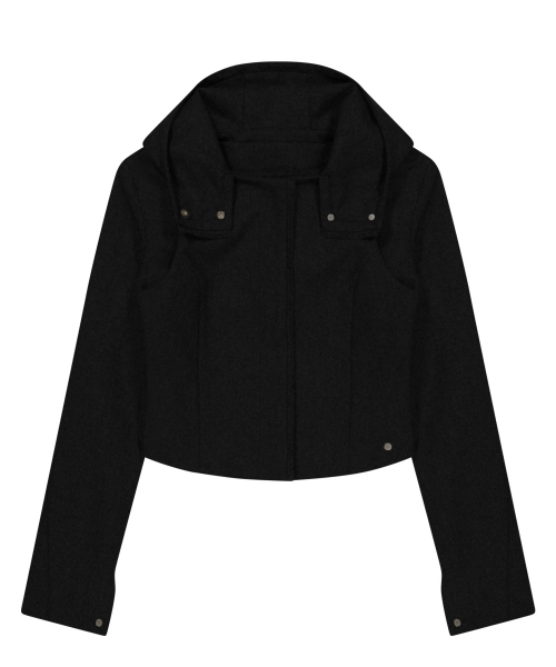 Layered Bolero Wool Jacket / Black
