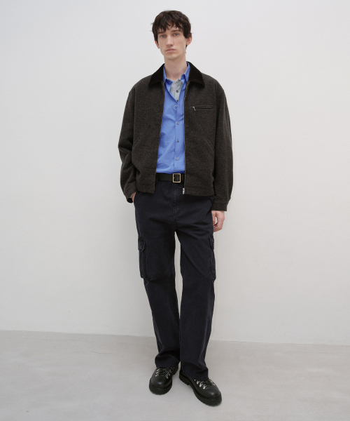 Velvet Trimmed Wool Jacket BROWN