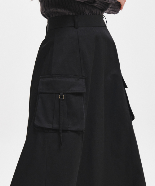 woman pocket flare long skirt [3col]