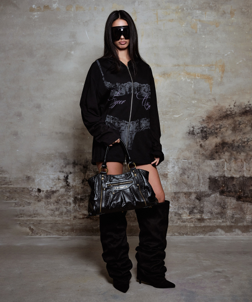 Vintage Croc Shoulder Bag - Black