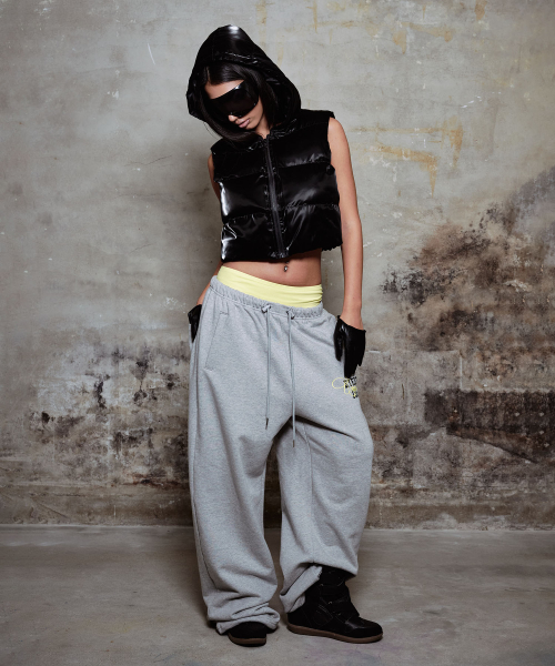 Boxer Layerd Sweatpants Set - Gray/Yellow