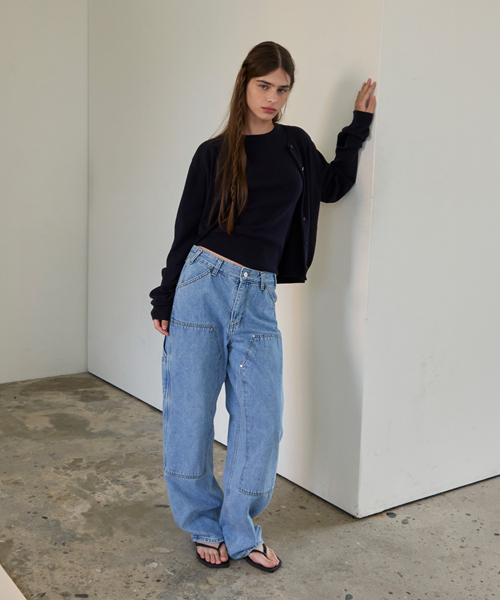 A Wool Cardigan (Navy) Set