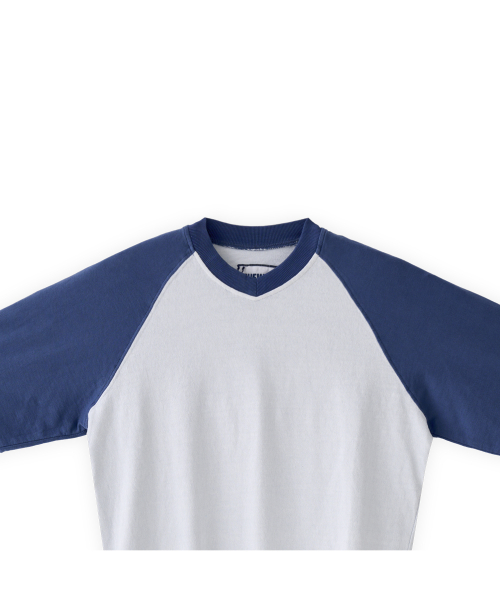 Classic Unused but Used V Neck Sweatshirts dull tone blue