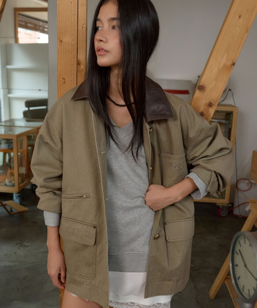 Cotton Work Jacket MU2678JK801M_DARK BEIGE