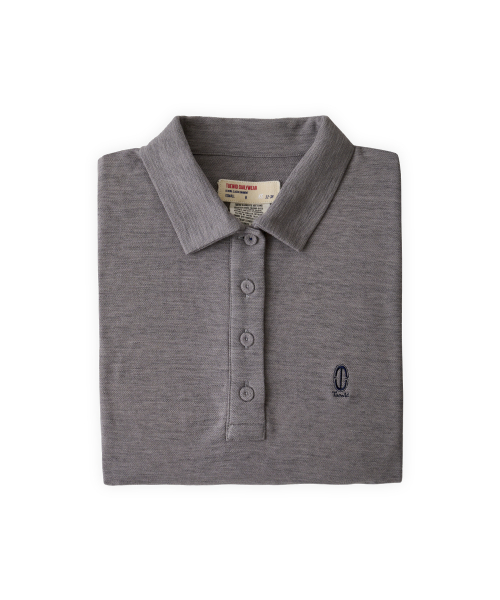 Cotton button down pique polo mini dress graphite