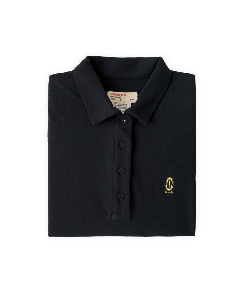 Cotton button down pique polo mini dress black