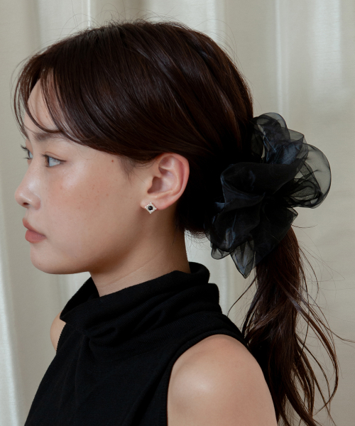 organza volume scrunchie - black