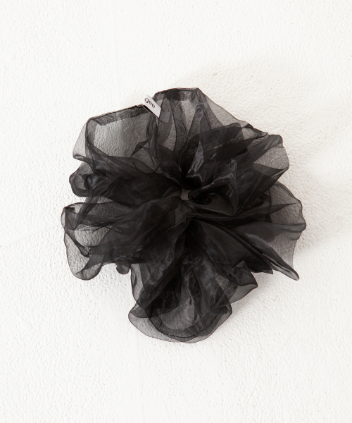 organza volume scrunchie - black