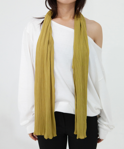 pleats long scarf - olive