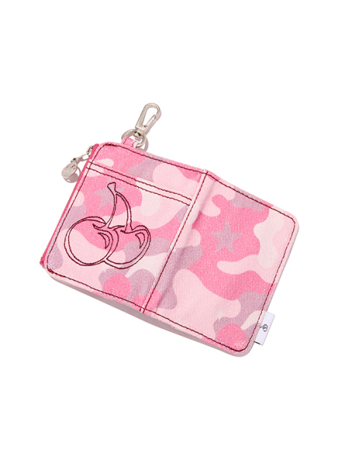 MULTI-POCKET DENIM CARD WALLET(LIGHT PINK)