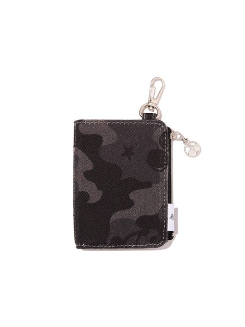 MULTI-POCKET DENIM CARD WALLET(BLACK)