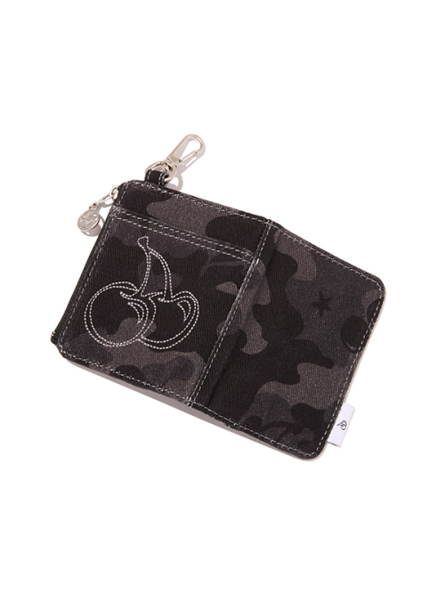 MULTI-POCKET DENIM CARD WALLET(BLACK)