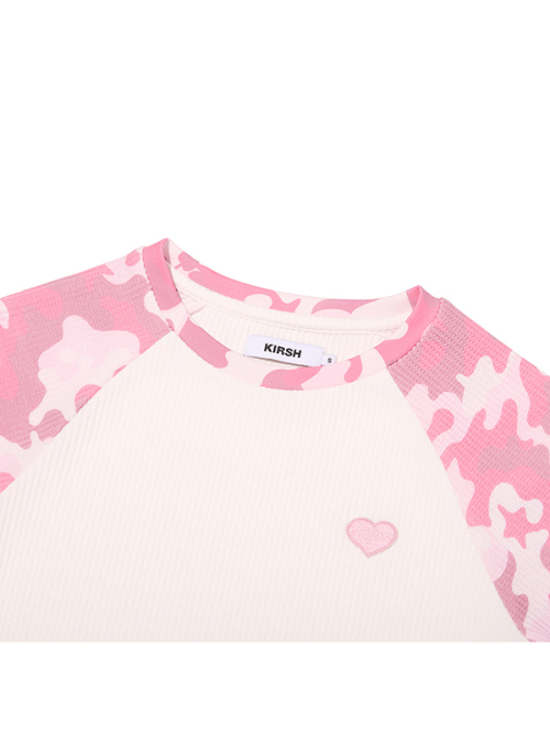COLOR-MIX RAGLAN WAFFLE T-SHIRT(LIGHT PINK)