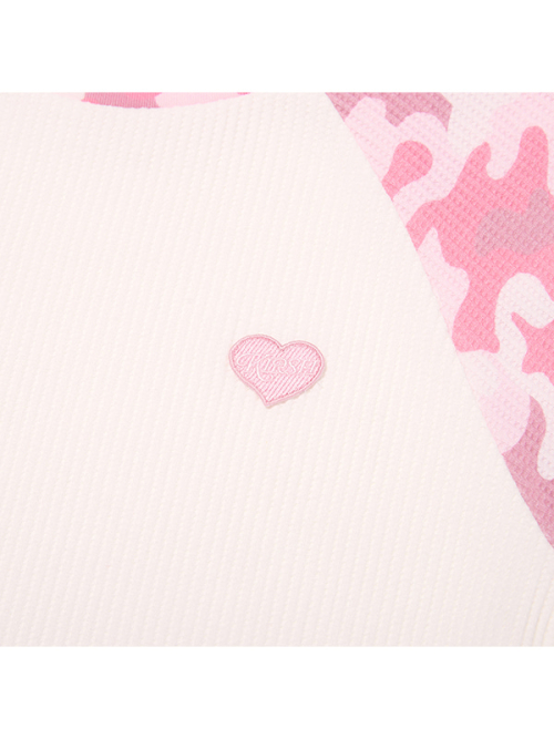 COLOR-MIX RAGLAN WAFFLE T-SHIRT(LIGHT PINK)